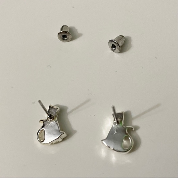 Silver Cat Earrings by Pet Friends - Picture 8 of 10